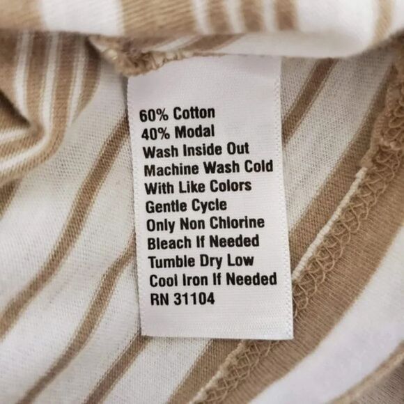 Kim Rogers Striped Top Womans Size M White Tan - Picture 8 of 8